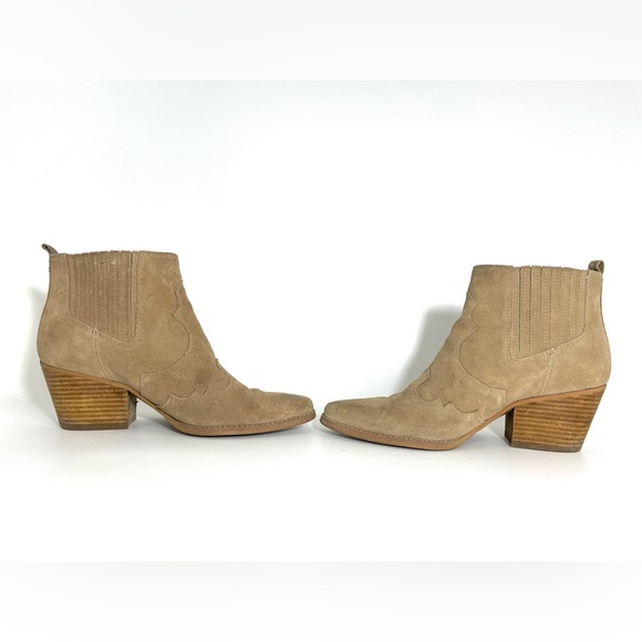 Sam Edelman Winona Suede Western Ankle Boots W 9 Tan Beige - Picture 6 of 9